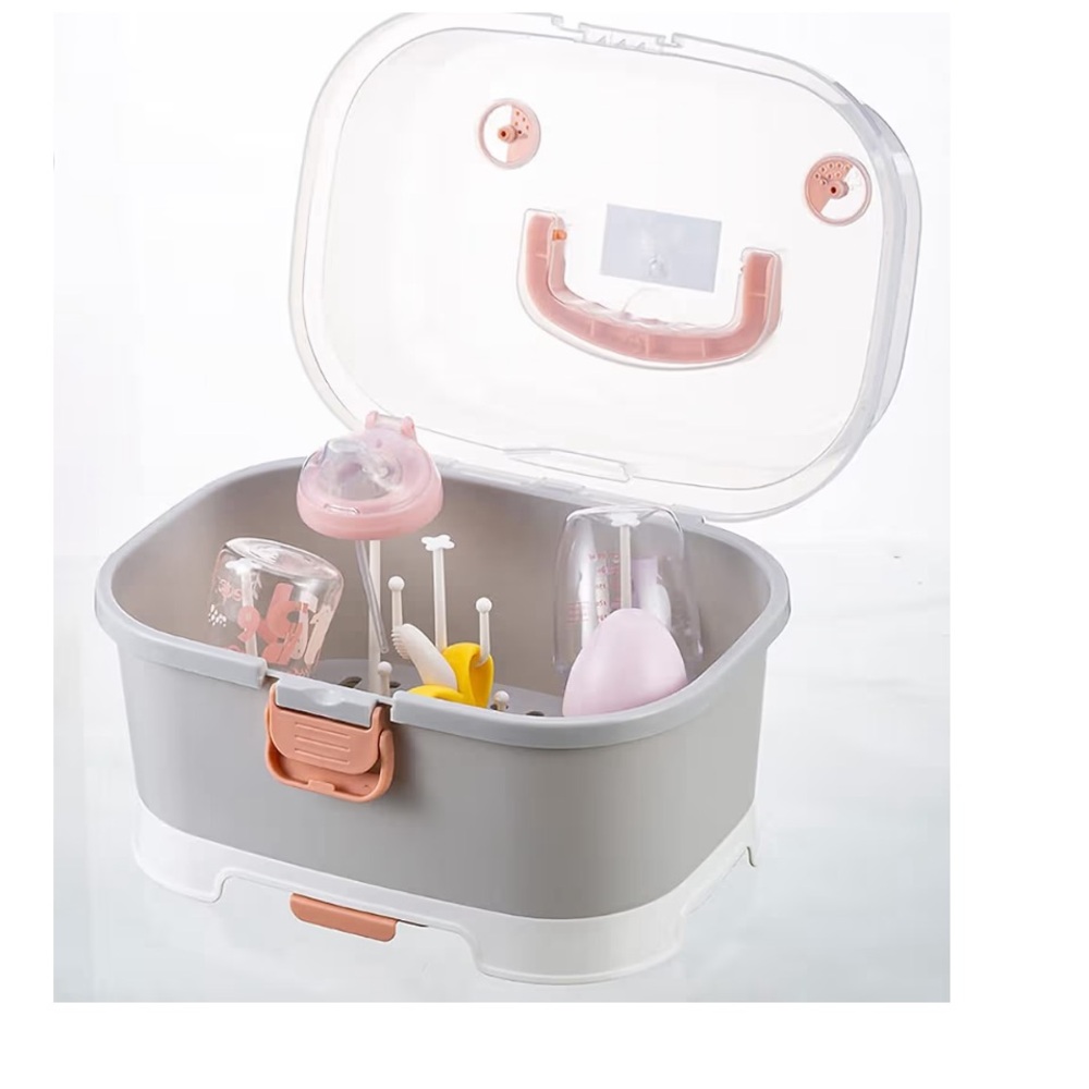 Baby Bottle Drying Rack Storage Box Organizer with Cover